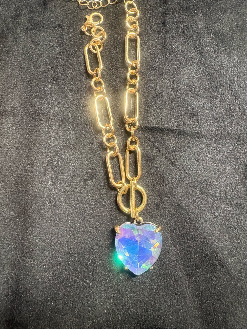 Gold over brass Blue AB Heart bracelet